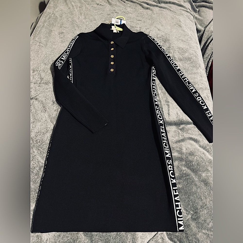 Brand new with Tags Michael Kors Polo long sleeve Knit Dress in Black